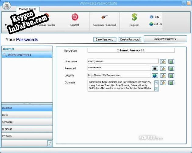 WinTweakz PasswordSafe Key generator