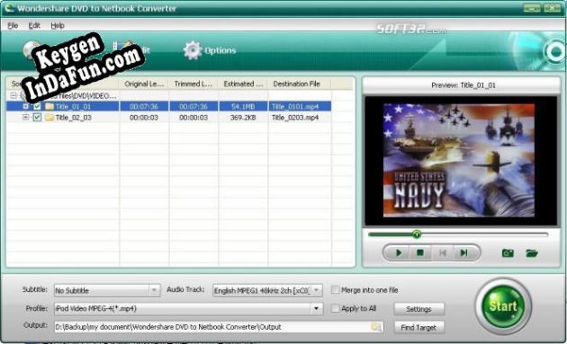 Free key for Wondershare DVD to Netbook Converter
