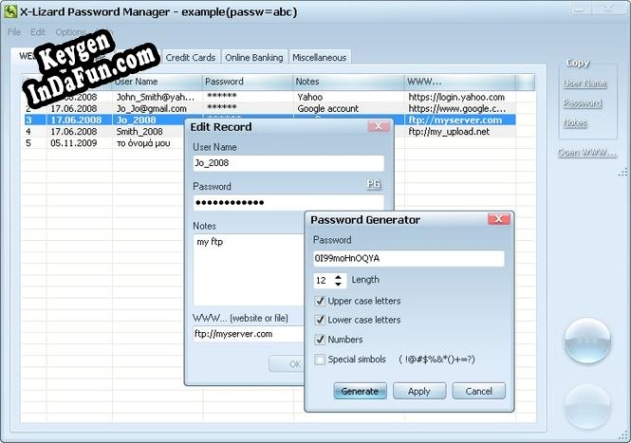 X-Lizard Password Manager key generator