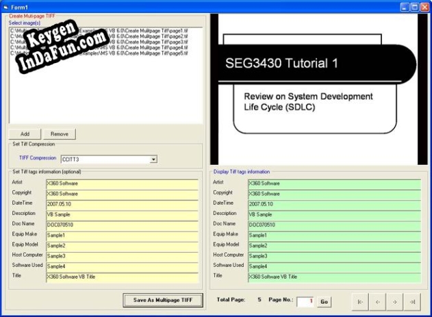 Registration key for the program X360 Multi-page Tiff Converter OCX
