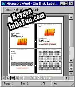 Key for ZIP Disk Jewel Case and Label Creator for Word