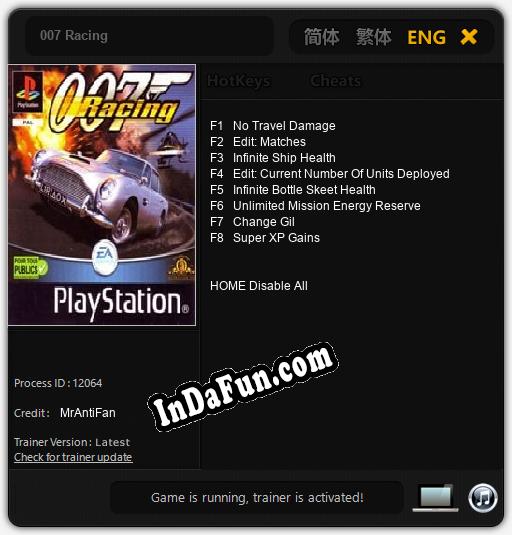 007 Racing: Cheats, Trainer +8 [MrAntiFan]