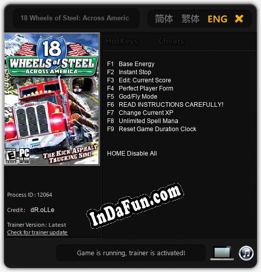 18 Wheels of Steel: Across America: TRAINER AND CHEATS (V1.0.13)