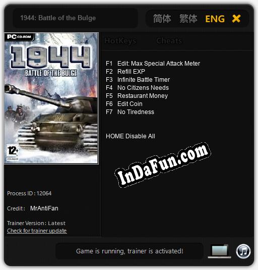 1944: Battle of the Bulge: TRAINER AND CHEATS (V1.0.43)