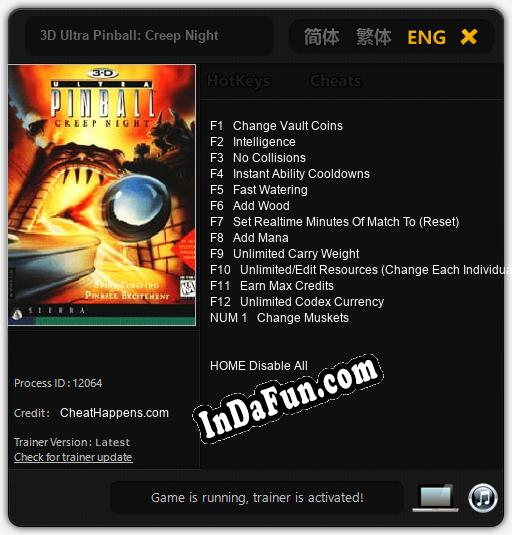 3D Ultra Pinball: Creep Night: Cheats, Trainer +13 [CheatHappens.com]