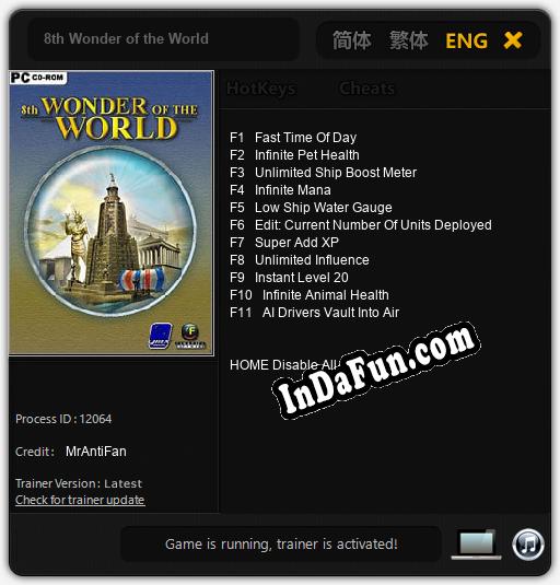 8th Wonder of the World: Cheats, Trainer +11 [MrAntiFan]