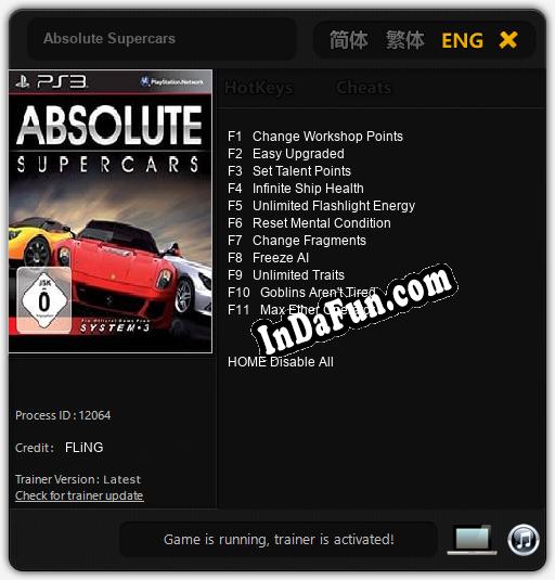 Absolute Supercars: Cheats, Trainer +11 [FLiNG]