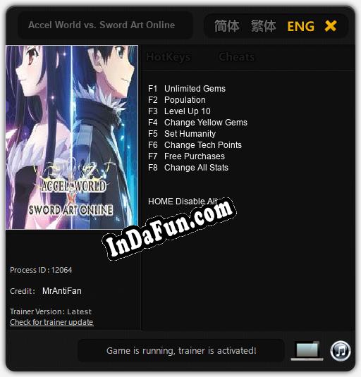 Trainer for Accel World vs. Sword Art Online [v1.0.4]