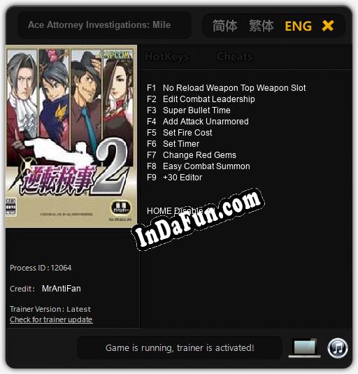 Ace Attorney Investigations: Miles Edgeworth 2: TRAINER AND CHEATS (V1.0.8)