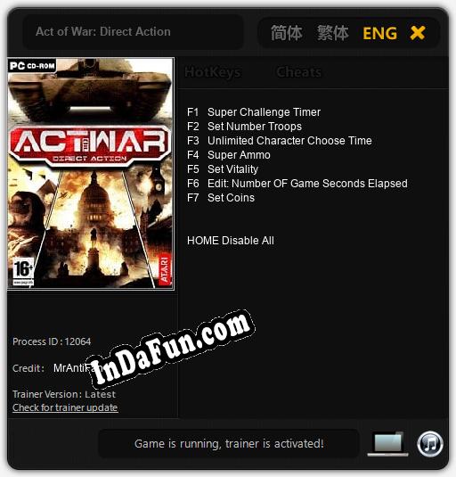 Act of War: Direct Action: TRAINER AND CHEATS (V1.0.1)