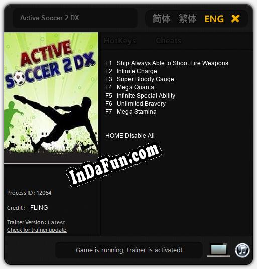 Active Soccer 2 DX: Trainer +7 [v1.6]