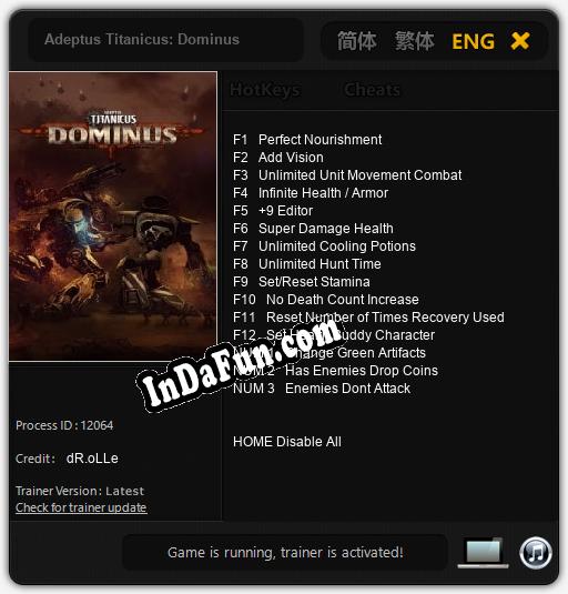 Trainer for Adeptus Titanicus: Dominus [v1.0.8]
