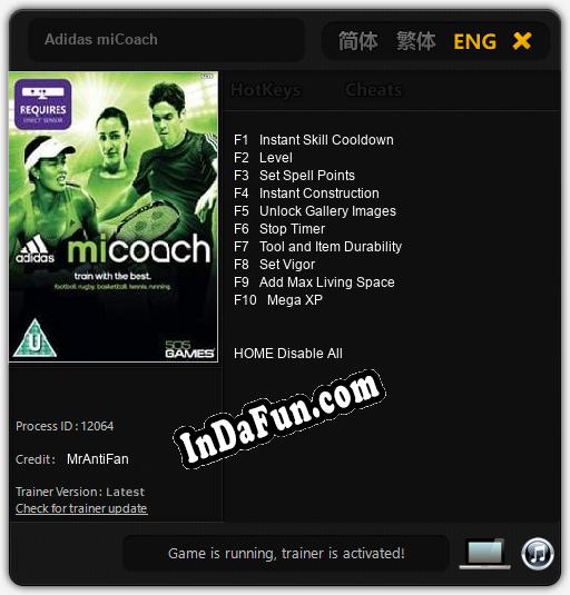 Trainer for Adidas miCoach [v1.0.8]