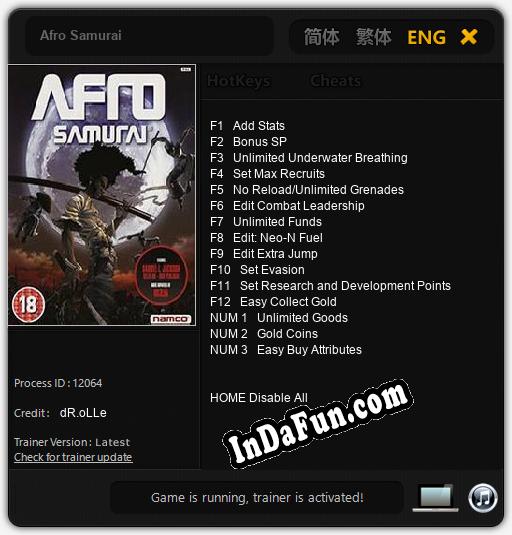 Afro Samurai: TRAINER AND CHEATS (V1.0.87)