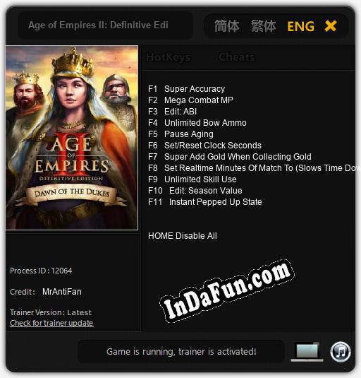 Age of Empires II: Definitive Edition Dawn of the Dukes: Cheats, Trainer +11 [MrAntiFan]