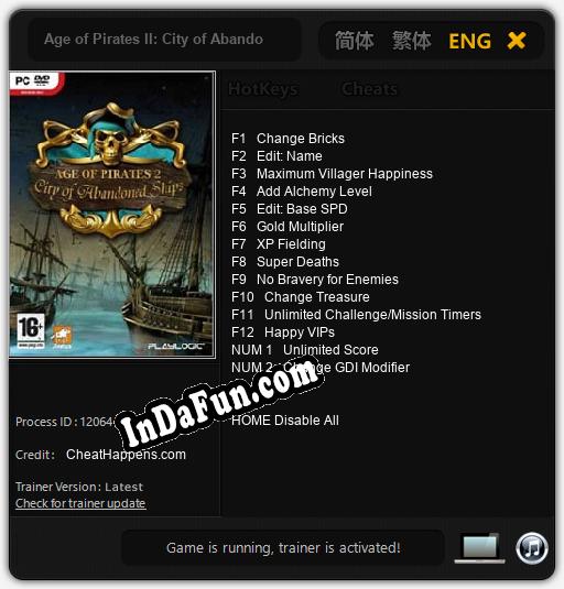 Trainer for Age of Pirates II: City of Abandoned Ships [v1.0.3]