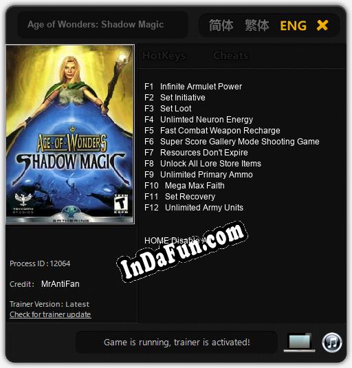 Age of Wonders: Shadow Magic: TRAINER AND CHEATS (V1.0.22)