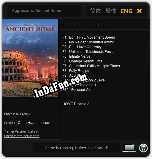 Trainer for Aggressors: Ancient Rome [v1.0.9]