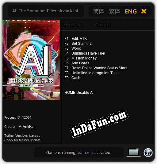 AI: The Somnium Files nirvanA Initiative: Trainer +9 [v1.1]