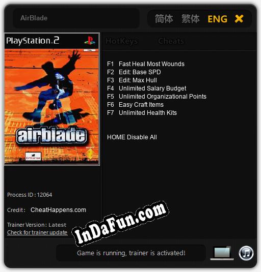 AirBlade: Trainer +7 [v1.1]