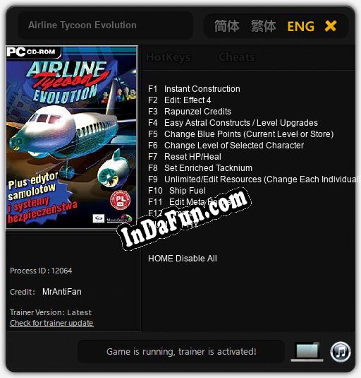 Airline Tycoon Evolution: TRAINER AND CHEATS (V1.0.28)