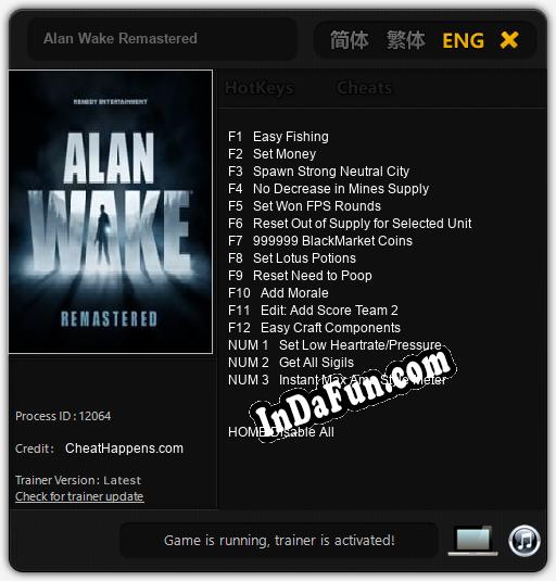 Alan Wake Remastered: Cheats, Trainer +15 [CheatHappens.com]