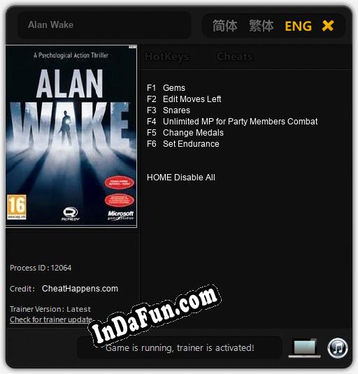 Alan Wake: Cheats, Trainer +6 [CheatHappens.com]