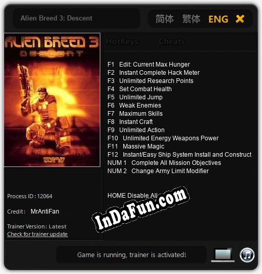 Alien Breed 3: Descent: Cheats, Trainer +14 [MrAntiFan]