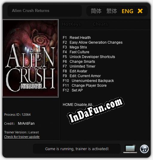 Trainer for Alien Crush Returns [v1.0.6]