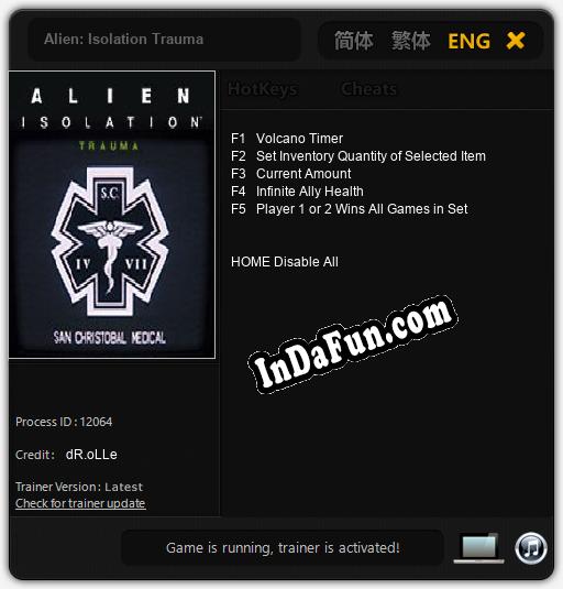 Alien: Isolation Trauma: TRAINER AND CHEATS (V1.0.61)