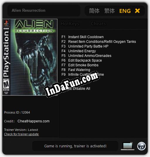 Alien Resurrection: Cheats, Trainer +9 [CheatHappens.com]