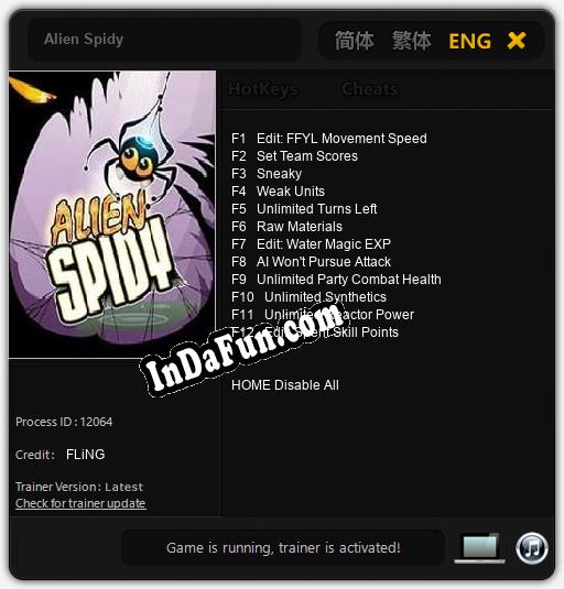 Alien Spidy: Trainer +12 [v1.6]