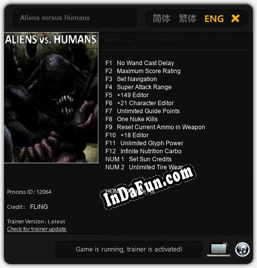 Aliens versus Humans: TRAINER AND CHEATS (V1.0.32)