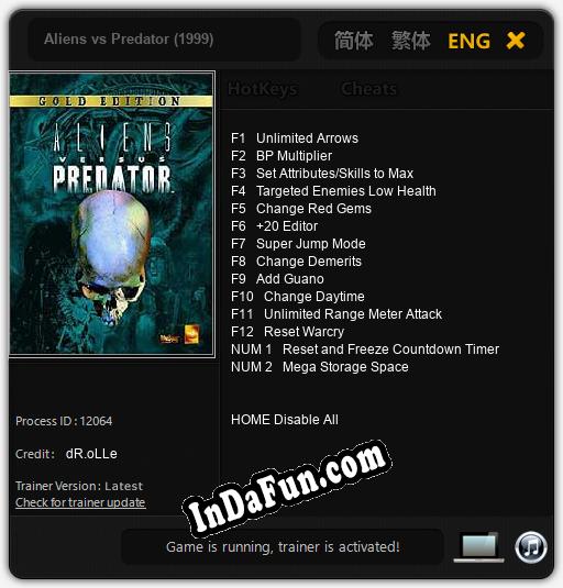 Aliens vs Predator (1999): Cheats, Trainer +14 [dR.oLLe]