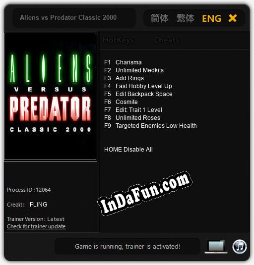 Aliens vs Predator Classic 2000: TRAINER AND CHEATS (V1.0.59)