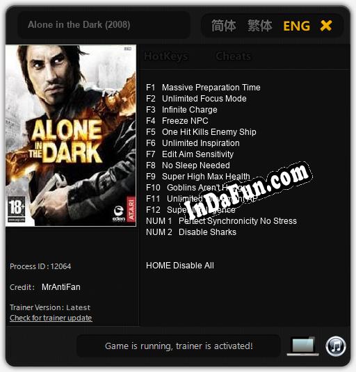 Alone in the Dark (2008): TRAINER AND CHEATS (V1.0.13)