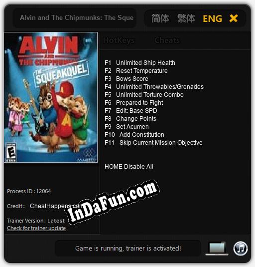 Alvin and The Chipmunks: The Squeakquel: TRAINER AND CHEATS (V1.0.43)