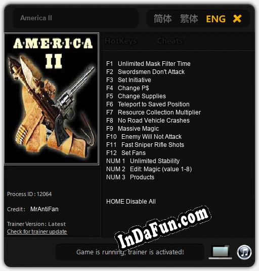 America II: Cheats, Trainer +15 [MrAntiFan]