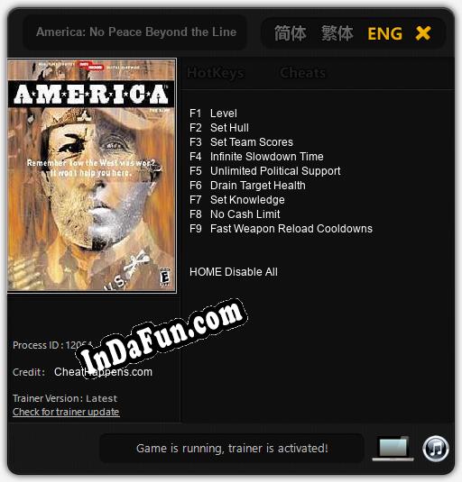 America: No Peace Beyond the Line: TRAINER AND CHEATS (V1.0.97)