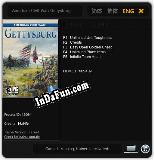 American Civil War: Gettysburg: Trainer +5 [v1.8]