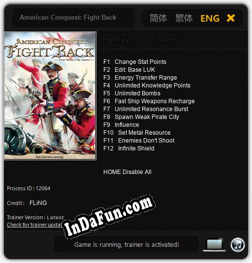 American Conquest: Fight Back: Trainer +12 [v1.5]