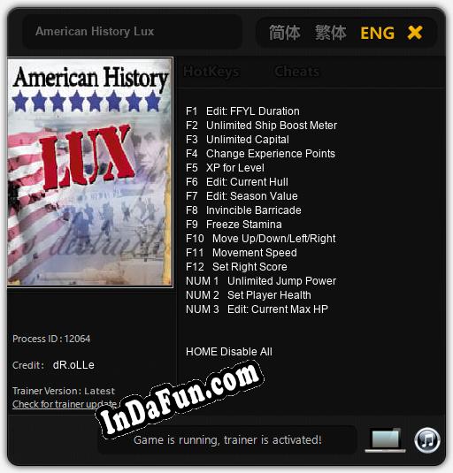 American History Lux: TRAINER AND CHEATS (V1.0.29)