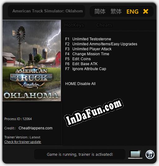 Trainer for American Truck Simulator: Oklahoma [v1.0.6]