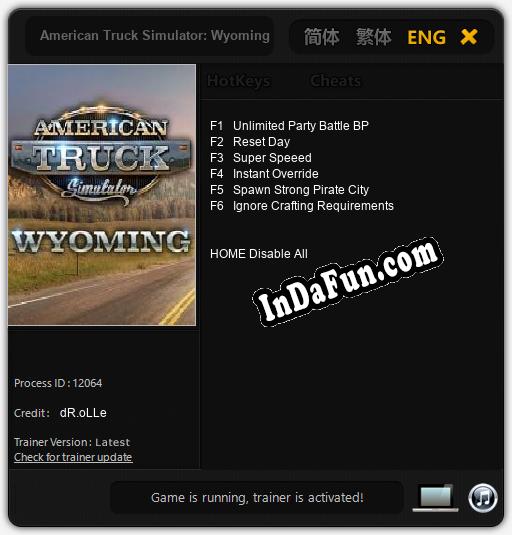 American Truck Simulator: Wyoming: Trainer +6 [v1.2]