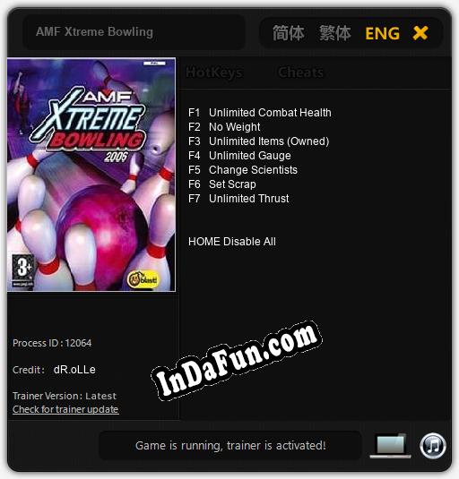 Trainer for AMF Xtreme Bowling [v1.0.4]