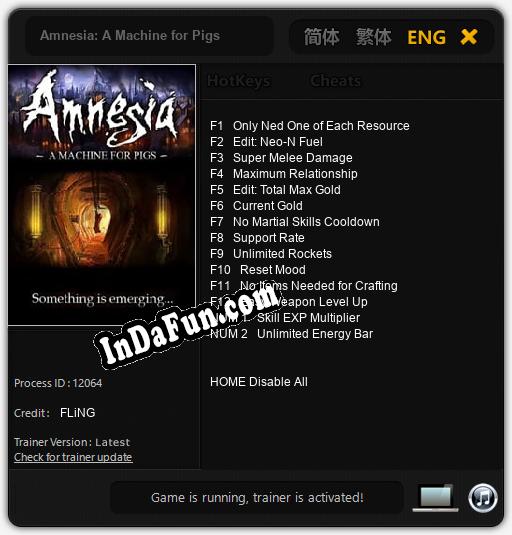 Amnesia: A Machine for Pigs: Cheats, Trainer +14 [FLiNG]