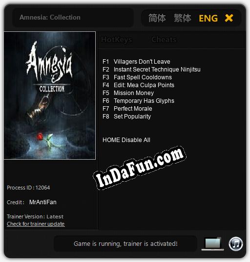 Amnesia: Collection: Cheats, Trainer +8 [MrAntiFan]