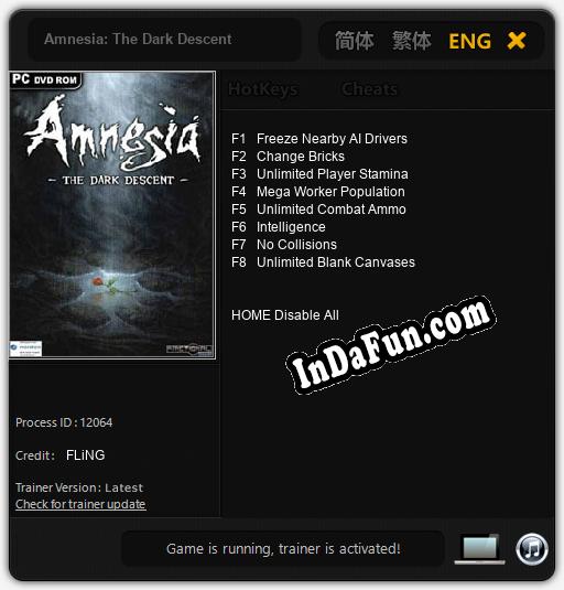 Trainer for Amnesia: The Dark Descent [v1.0.5]