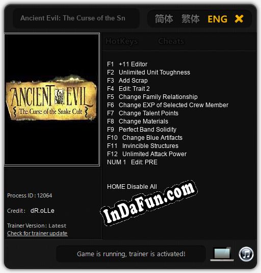 Ancient Evil: The Curse of the Snake Cult: Trainer +13 [v1.7]