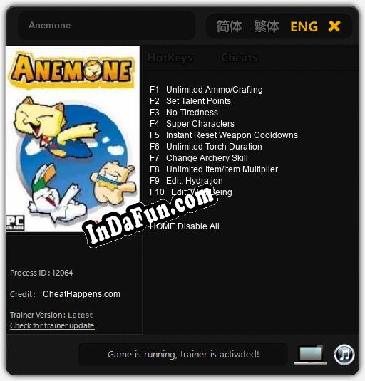 Anemone: TRAINER AND CHEATS (V1.0.57)